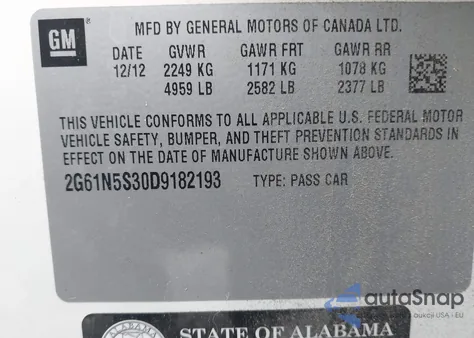 2013 Cadillac Xts Standard from USA, damaged, VIN 2G61N5S30D9182193